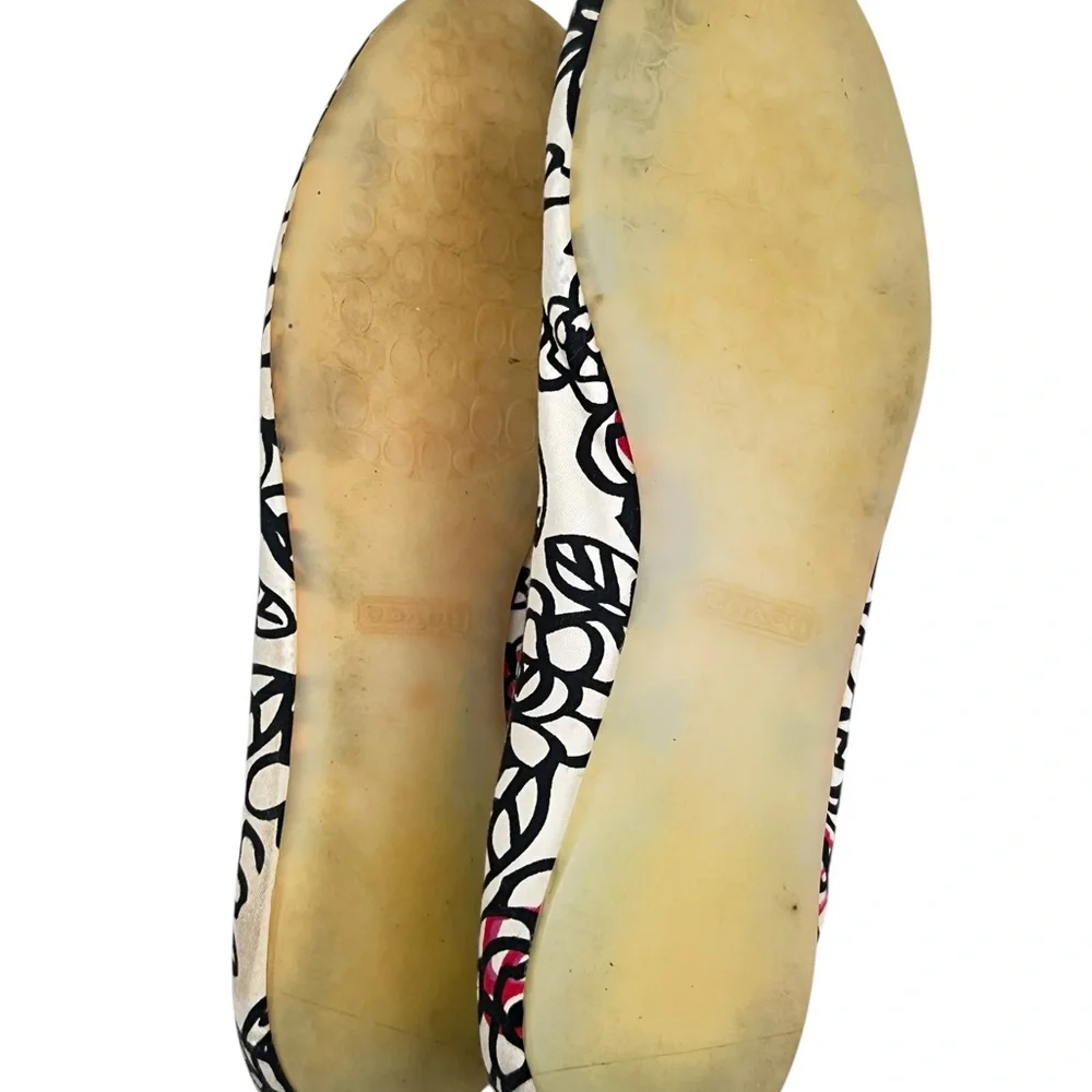 Coach Adessa Poppy Satin Floral Graffiti Sequin Ballet Flats Size 8.5B - Picture 6 of 8